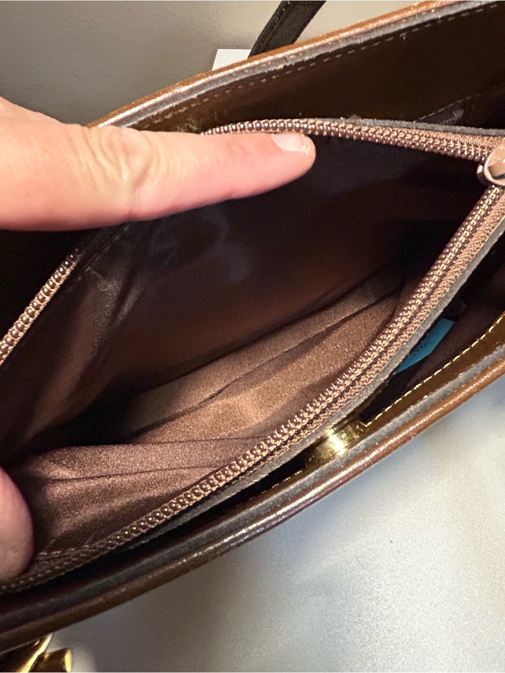 Nina Ricci Velvet Brown Tote Shoulder Bag Gold Hardware - Picture 9 of 14